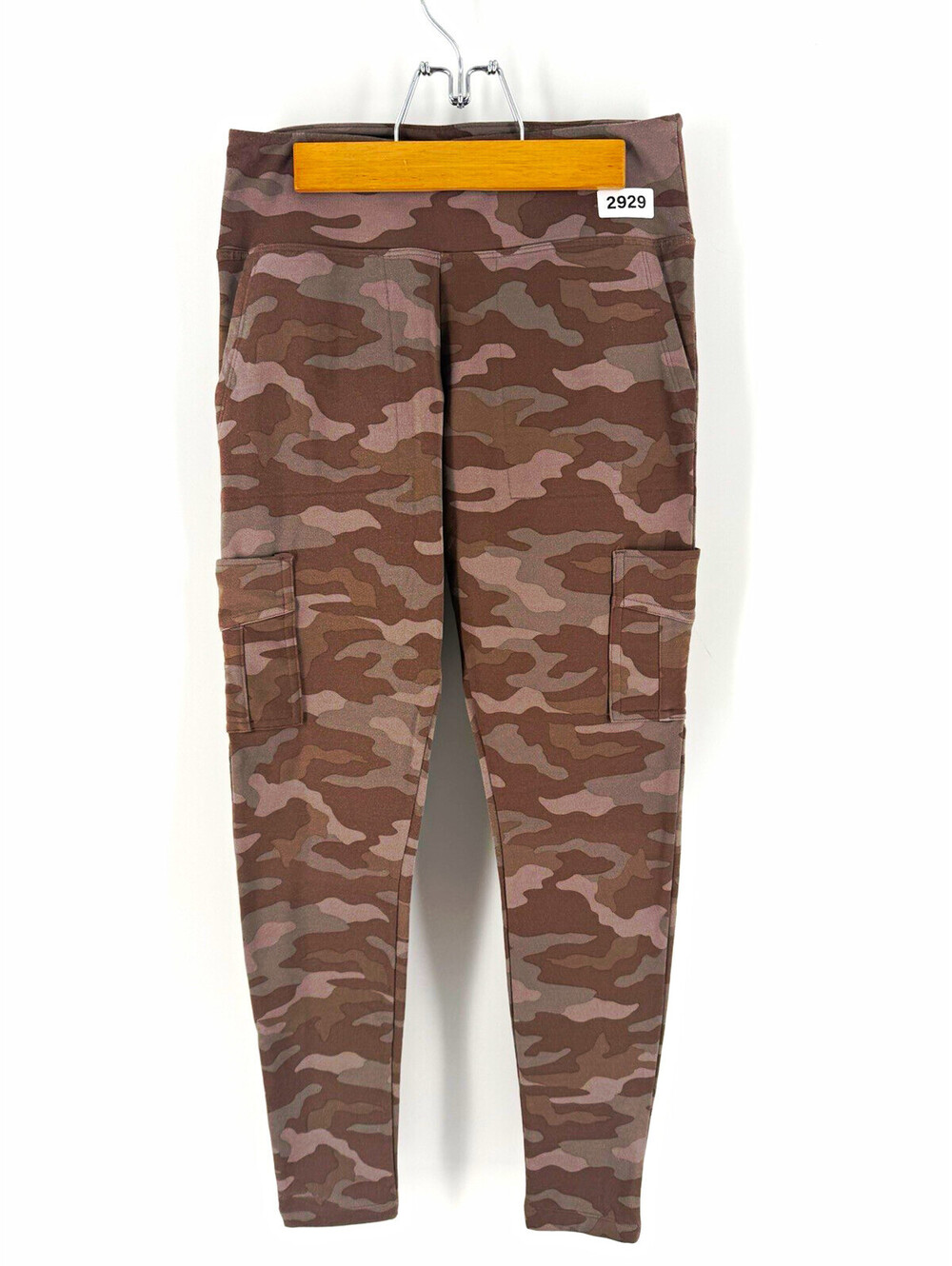 PINK Active Brown Gray Camouflage Ankle Leggings Cargo Pockets Stretch S
